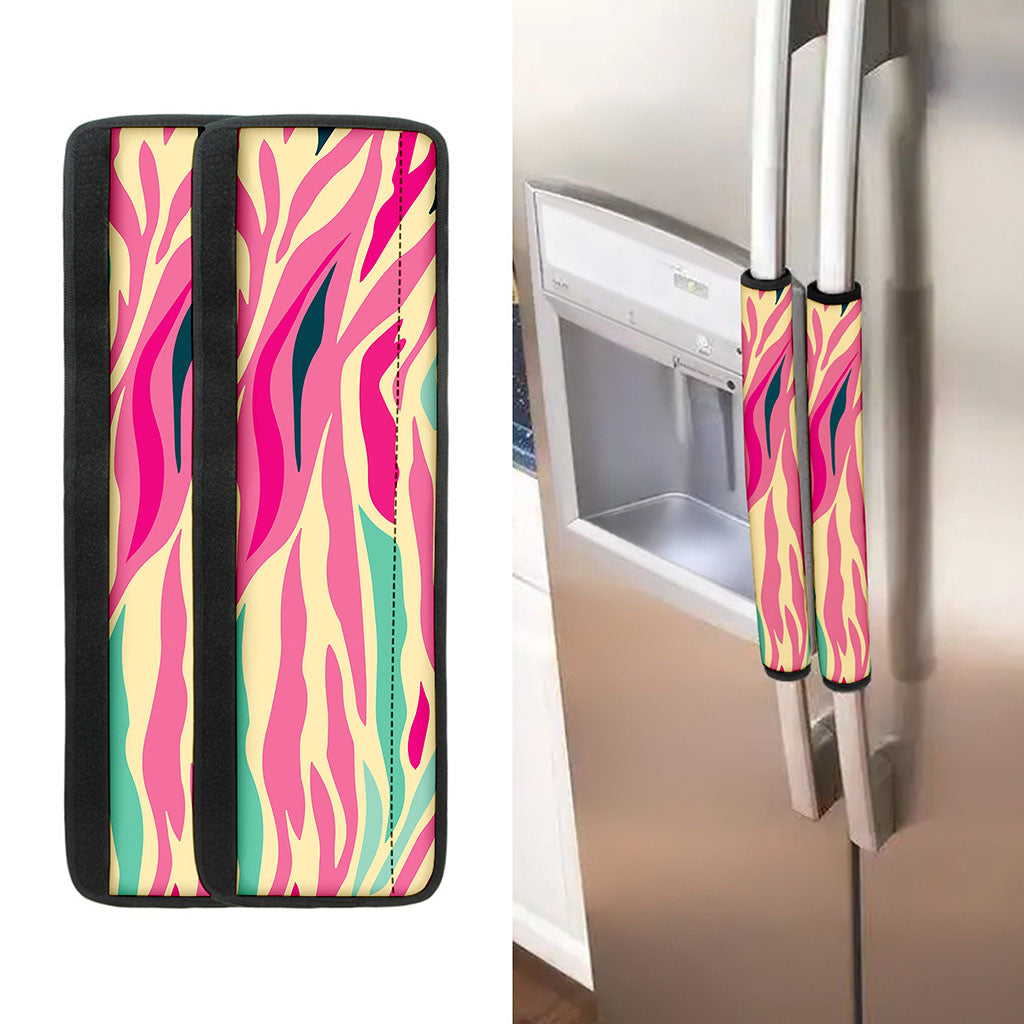 Pastel Zebra Pattern Print Refrigerator Handle Covers