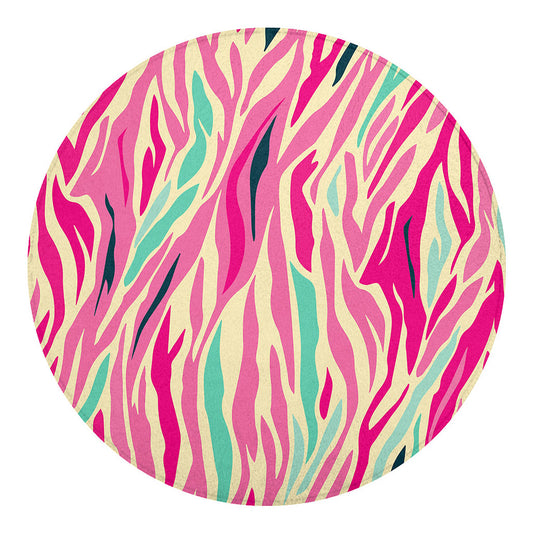 Pastel Zebra Pattern Print Round Blanket