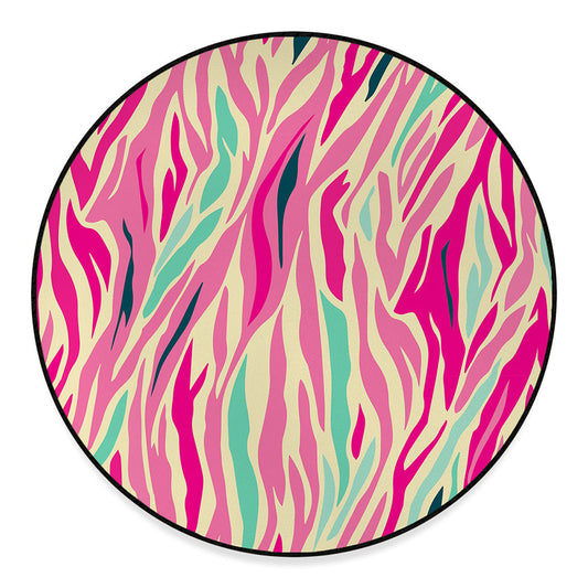 Pastel Zebra Pattern Print Round Floor Mat
