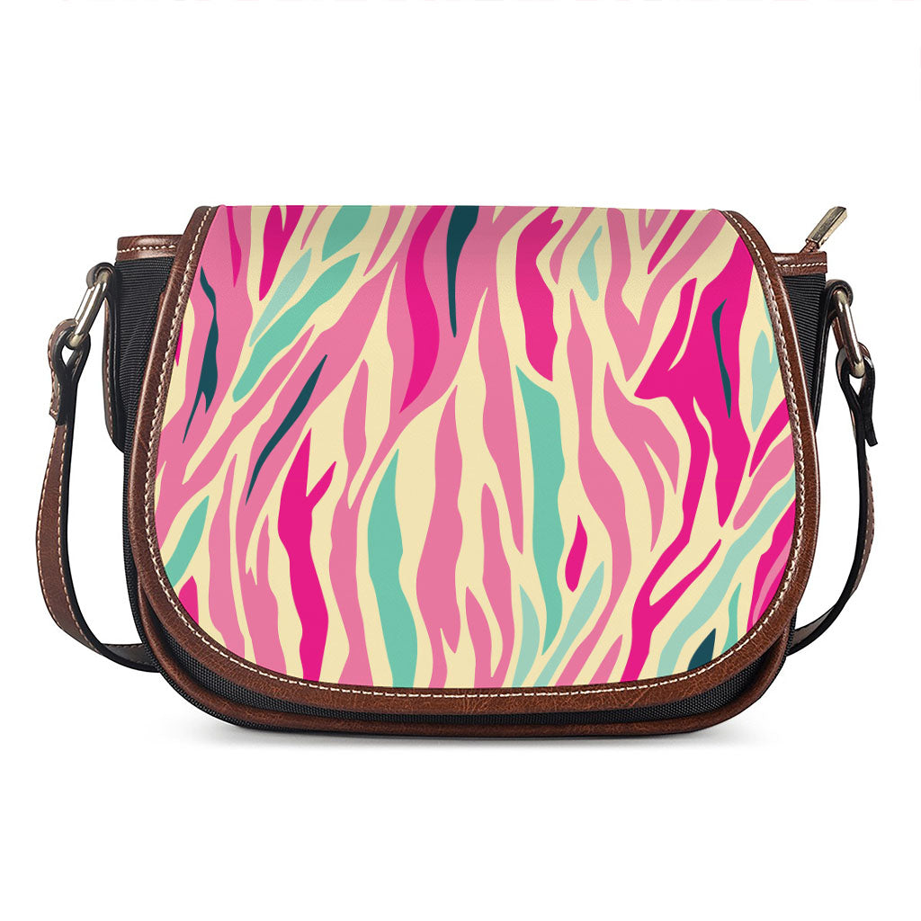 Pastel Zebra Pattern Print Saddle Bag