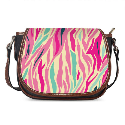 Pastel Zebra Pattern Print Saddle Bag