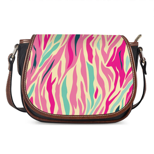 Pastel Zebra Pattern Print Saddle Bag