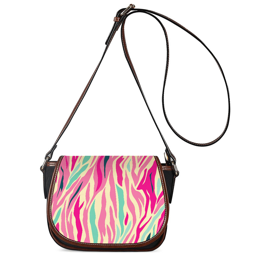 Pastel Zebra Pattern Print Saddle Bag