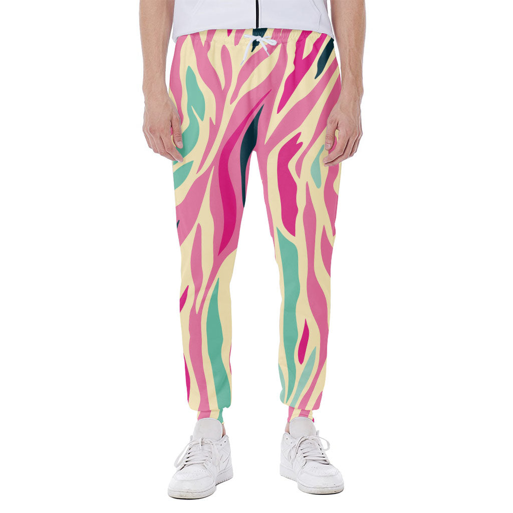 Pastel Zebra Pattern Print Scuba Joggers