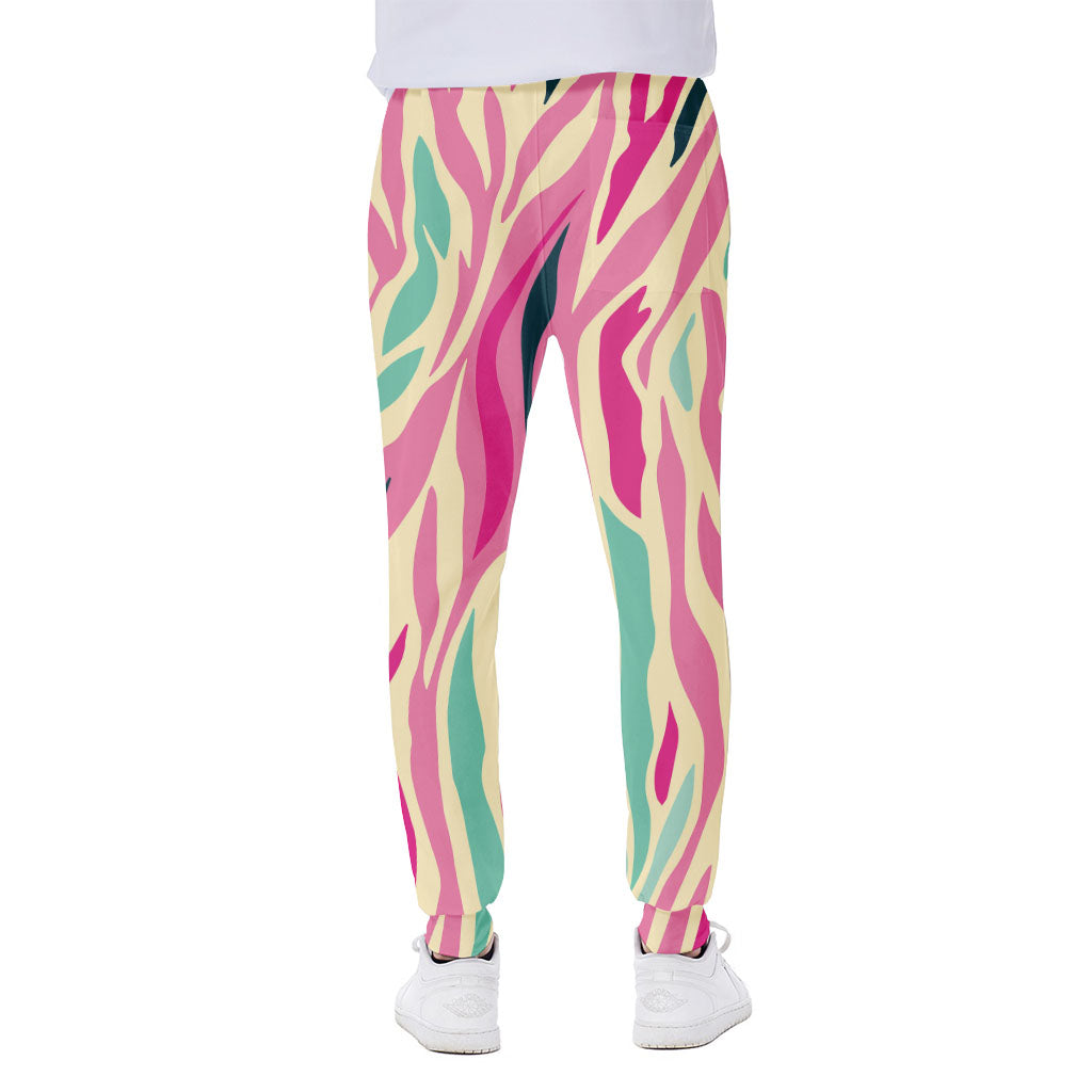 Pastel Zebra Pattern Print Scuba Joggers