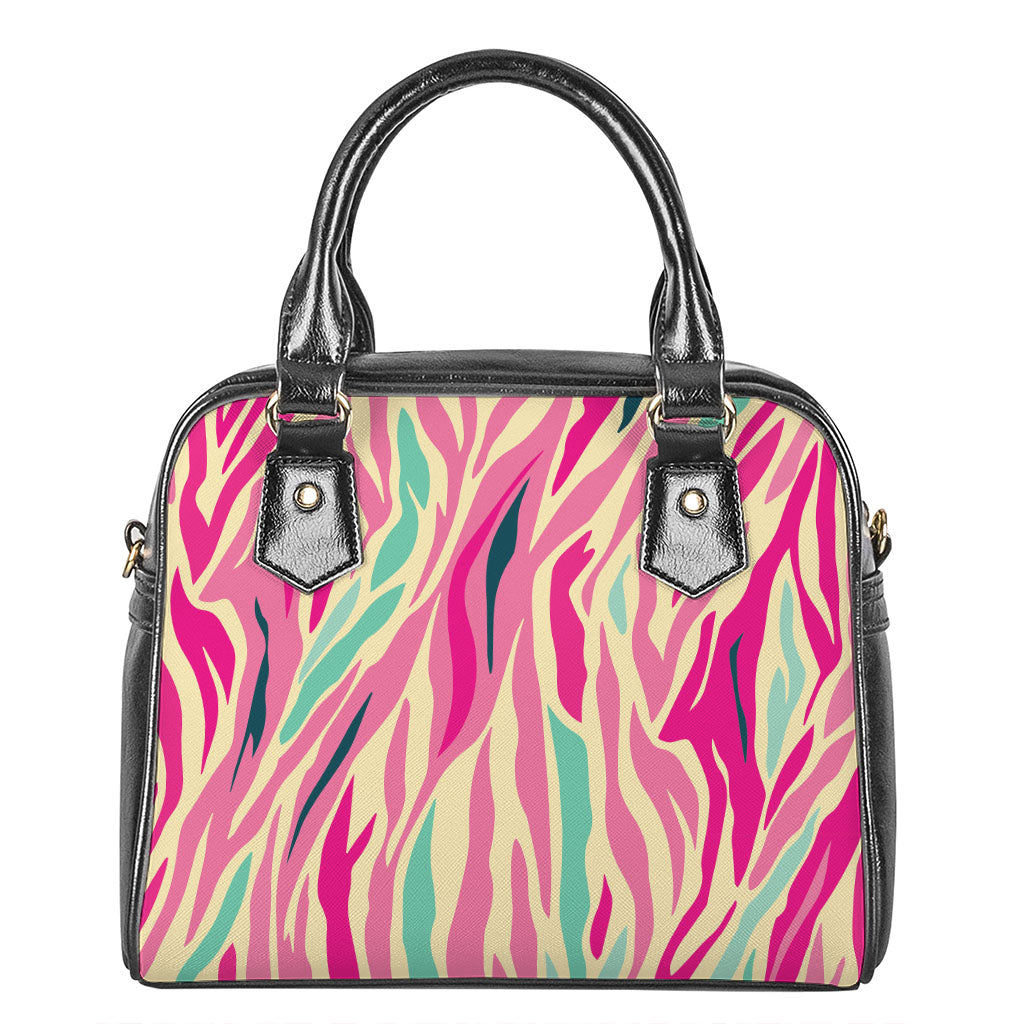 Pastel Zebra Pattern Print Shoulder Handbag