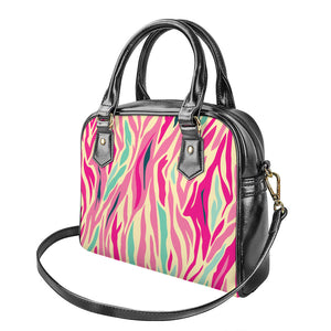 Pastel Zebra Pattern Print Shoulder Handbag