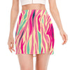 Pastel Zebra Pattern Print Side Slit Mini Skirt