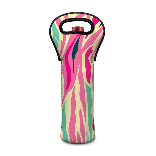 Pastel Zebra Pattern Print Single Neoprene Wine Tote