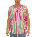 Pastel Zebra Pattern Print Sleeveless Baseball Jersey