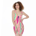 Pastel Zebra Pattern Print Sleeveless Bodycon Dress