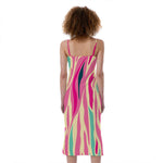 Pastel Zebra Pattern Print Slim Fit Midi Cami Dress