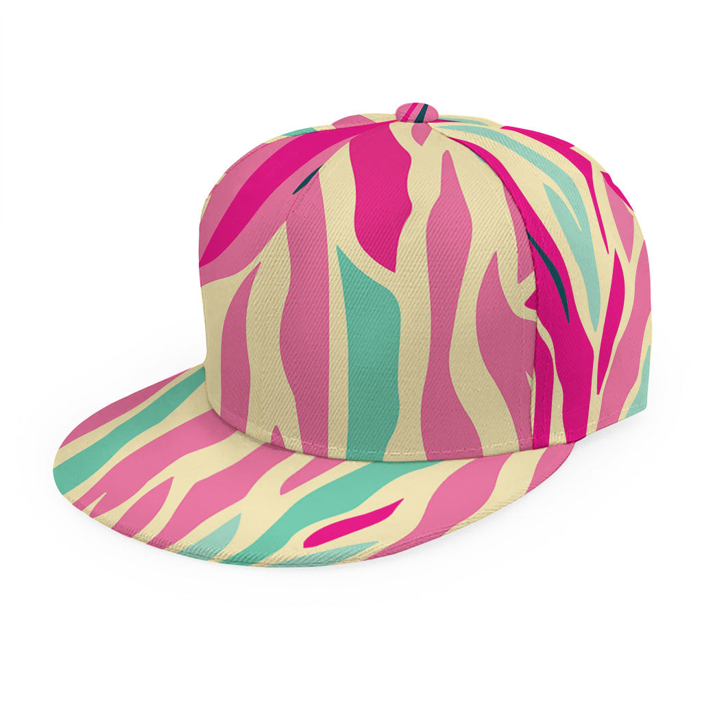 Pastel Zebra Pattern Print Snapback Cap