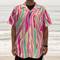 Pastel Zebra Pattern Print Textured Short Sleeve Shirt