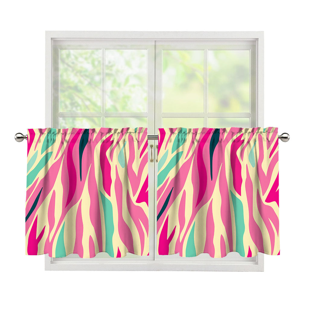 Pastel Zebra Pattern Print Tier Curtains
