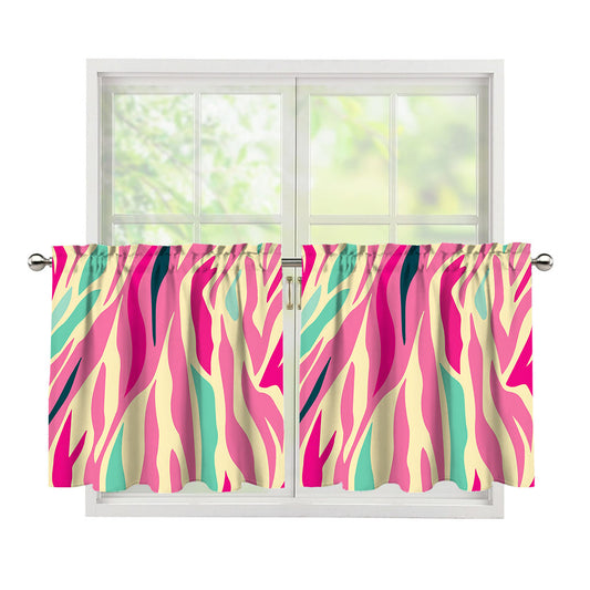 Pastel Zebra Pattern Print Tier Curtains