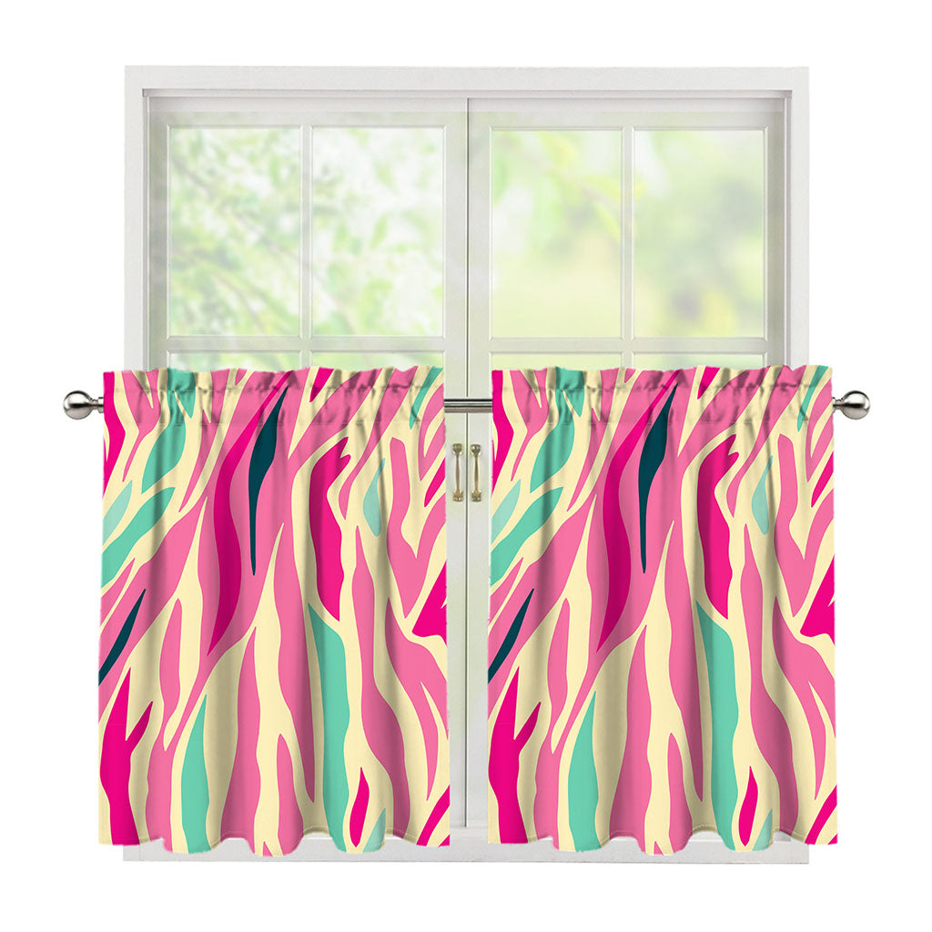 Pastel Zebra Pattern Print Tier Curtains