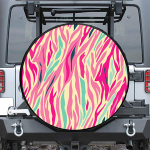 Pastel Zebra Pattern Print Tire Cover