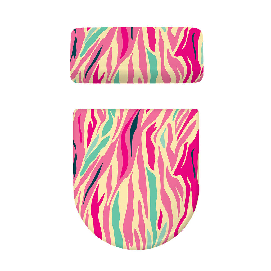 Pastel Zebra Pattern Print Toilet Lid And Tank Cover Set