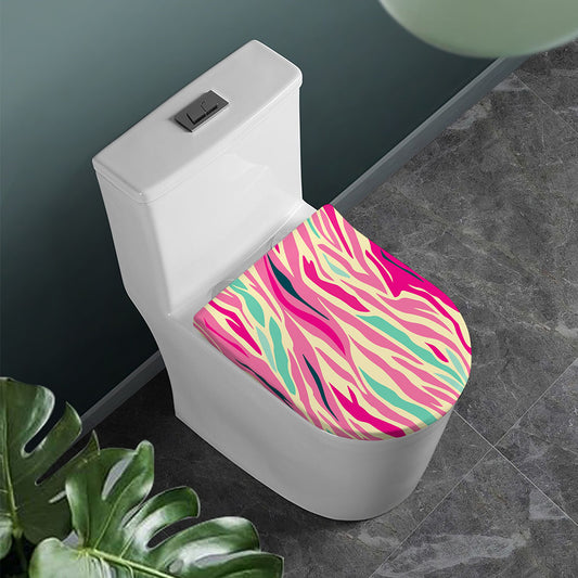 Pastel Zebra Pattern Print Toilet Lid Cover