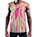 Pastel Zebra Pattern Print Men's Workout Tank Top
