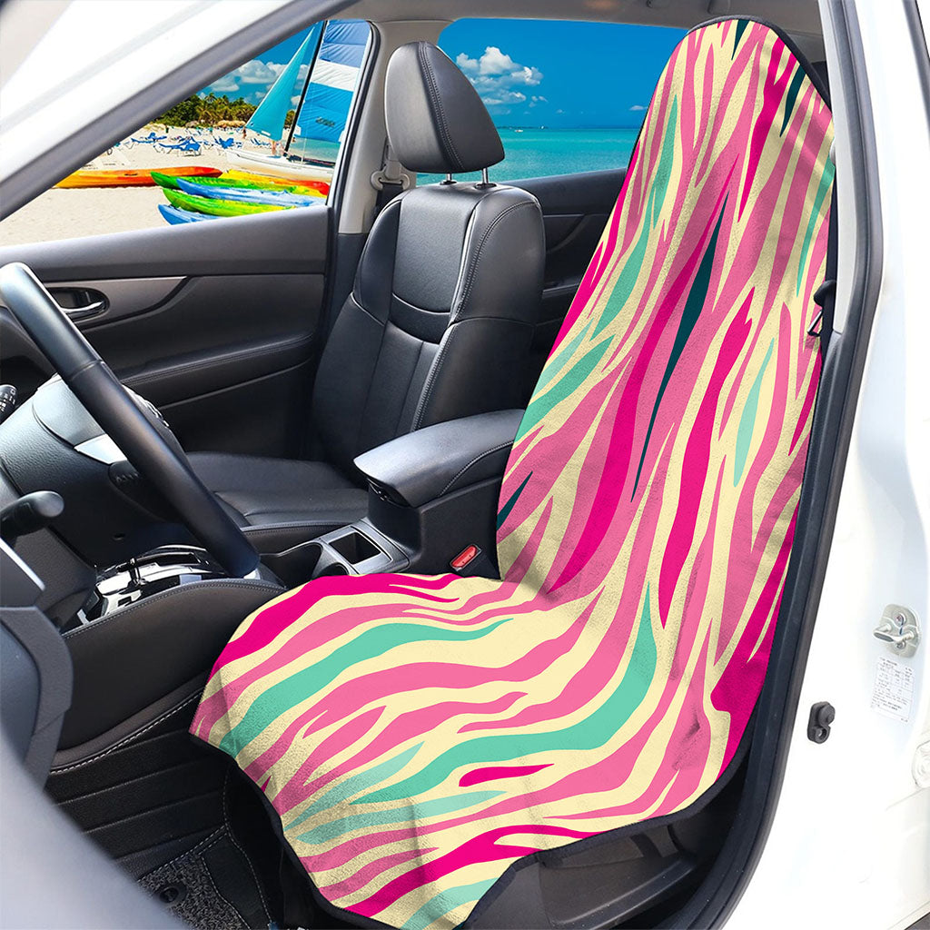 Pastel Zebra Pattern Print Waterproof Car Seat Cover