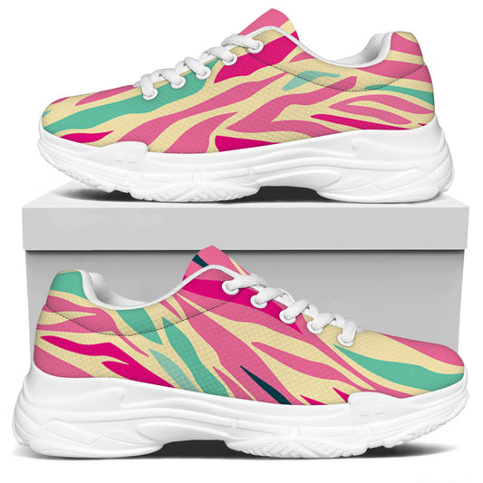 Pastel Zebra Pattern Print White Chunky Shoes
