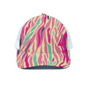Pastel Zebra Pattern Print White Mesh Trucker Hat