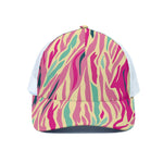 Pastel Zebra Pattern Print White Mesh Trucker Cap