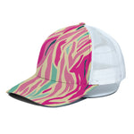 Pastel Zebra Pattern Print White Mesh Trucker Cap