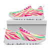 Pastel Zebra Pattern Print White Running Shoes