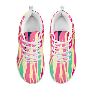 Pastel Zebra Pattern Print White Running Shoes