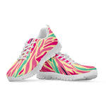 Pastel Zebra Pattern Print White Running Shoes