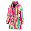 Pastel Zebra Pattern Print Women's Bathrobe