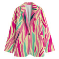 Pastel Zebra Pattern Print Women's Blazer