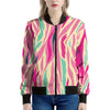 Pastel Zebra Pattern Print Women's Bomber Jacket