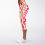 Pastel Zebra Pattern Print Women's Capri Leggings