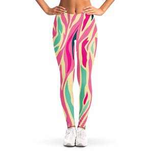 Pastel Zebra Pattern Print Women's Leggings