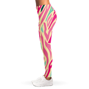 Pastel Zebra Pattern Print Women's Leggings