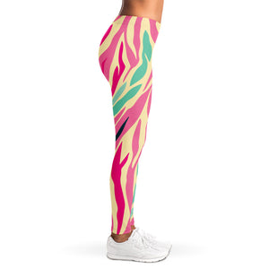 Pastel Zebra Pattern Print Women's Leggings