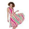 Pastel Zebra Pattern Print Women's Sleeveless Dress