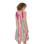 Pastel Zebra Pattern Print Women's Sleeveless Dress