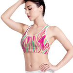 Pastel Zebra Pattern Print Women's Sports Bra