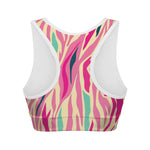 Pastel Zebra Pattern Print Women's Sports Bra