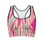 Pastel Zebra Pattern Print Women's Sports Bra