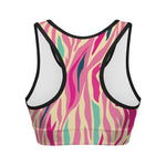 Pastel Zebra Pattern Print Women's Sports Bra