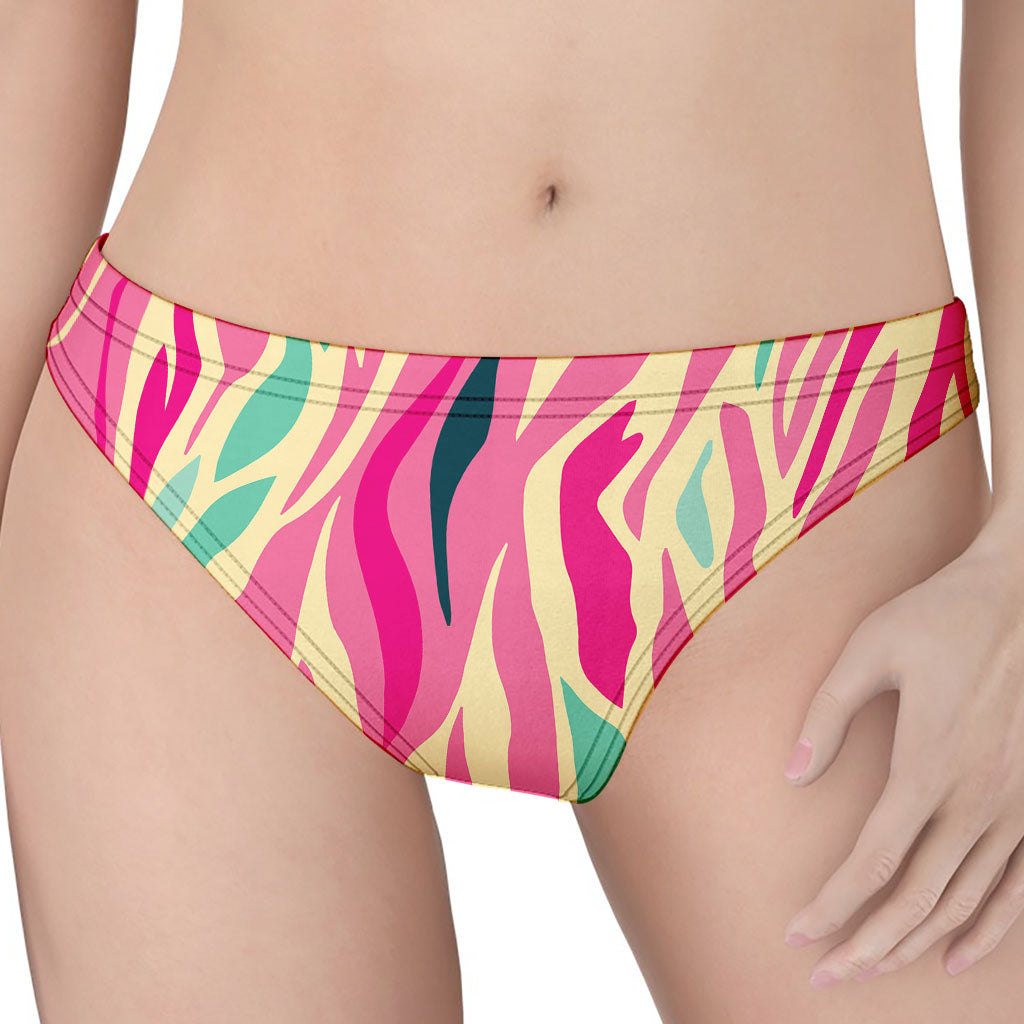 Pastel Zebra Pattern Print Women's Thong