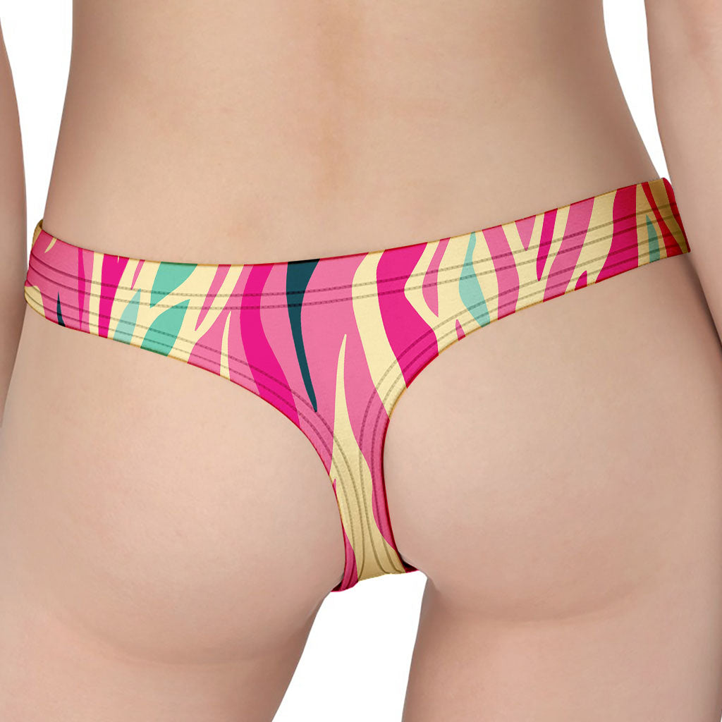 Pastel Zebra Pattern Print Women's Thong