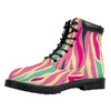 Pastel Zebra Pattern Print Work Boots