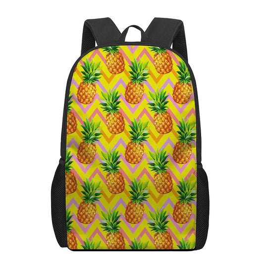Pastel Zig Zag Pineapple Pattern Print 17 Inch Backpack